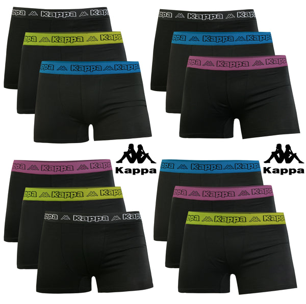 Kappa Boxershorts Retro Baumwolle Unterhose Unterwäsche Schwarz mit Farbe Bund
