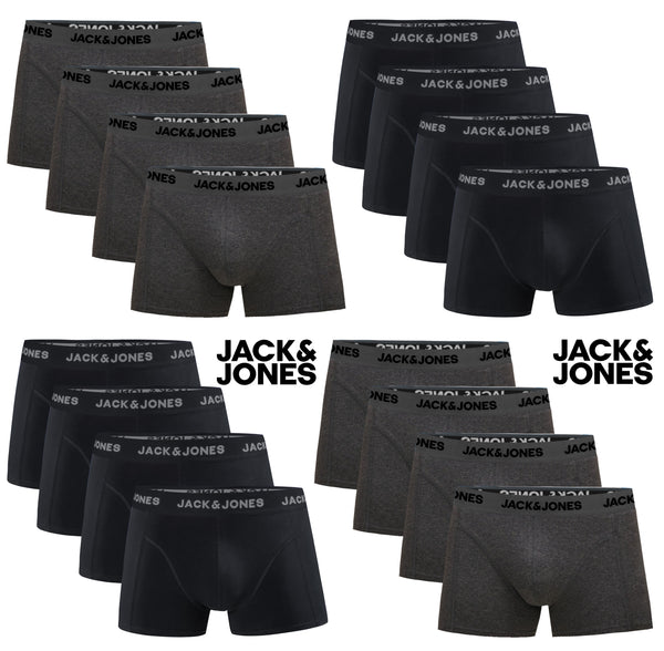 JACK & JONES Boxershorts Baumwolle Elasthan Unterhose Cotton Stretch Schwarz und Graumeliert