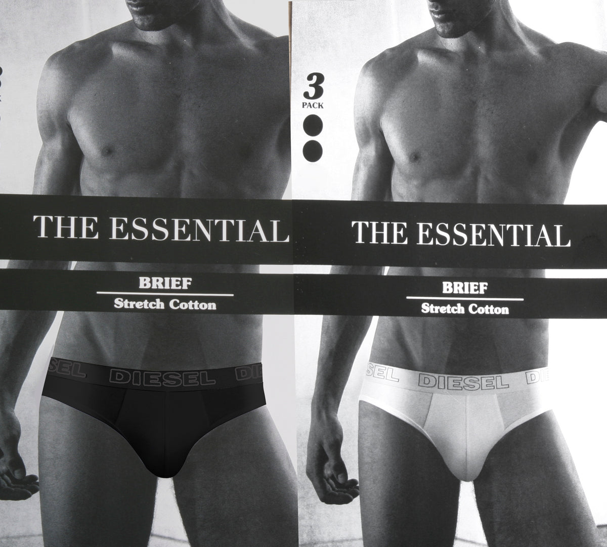 DIESEL 3er Pack Brief Slips Stretch Baumwolle mit Logo SFFP JADN 01