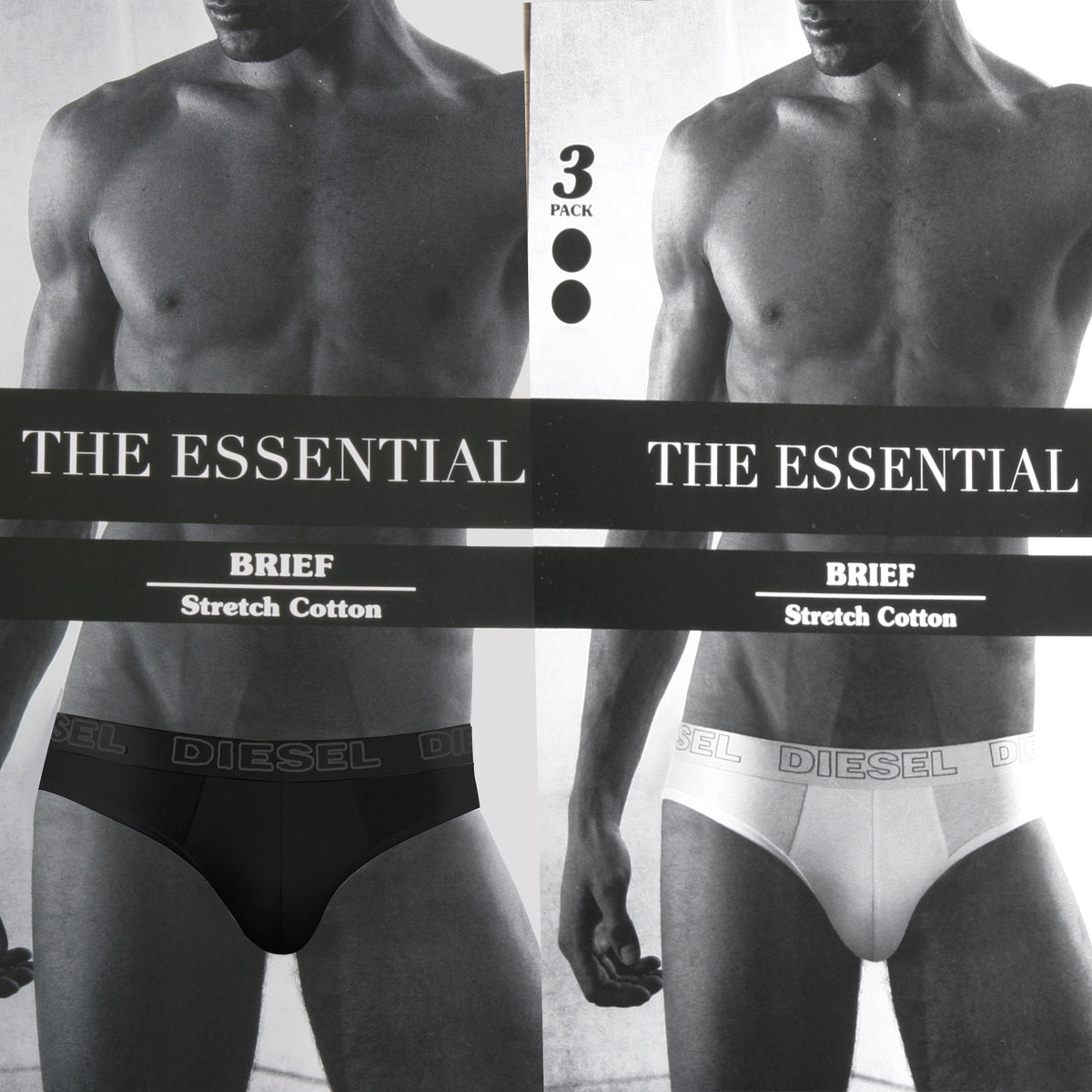 DIESEL 3er Pack Brief Slips Stretch Baumwolle mit Logo SFFP JADN 01