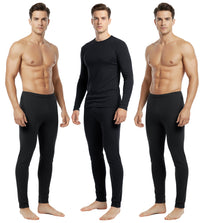 Herren Lang Unterhose Unterhemd Winter Sport Freizeit Thermounterhose Set Schwarz
