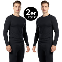 Herren Lang Unterhose Unterhemd Winter Sport Freizeit Thermounterhose Set Schwarz