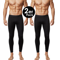Herren Lang Unterhose Unterhemd Winter Sport Freizeit Thermounterhose Set Schwarz