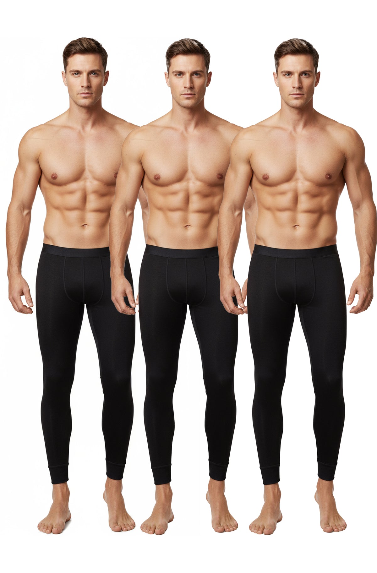 3er Pack Herren Lang Unterhose Winter Sport Freizeit Thermounterhose Mehrfarbig