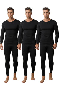 Herren Lang Unterhose Unterhemd Winter Sport Freizeit Thermounterhose Set Schwarz