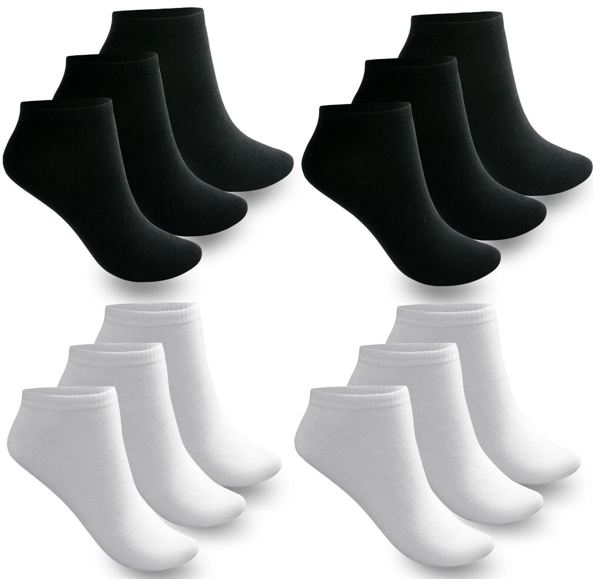 Sneacker Socken Freizeit Socken Herren Damen Baumwolle Schwarz Weiss YS