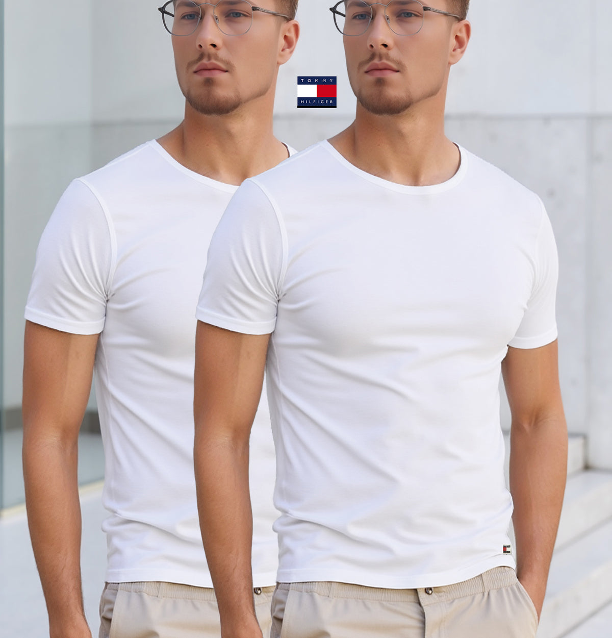 TOMMY HILFIGER 2er Pack Unterhemd Baumwolle Elasthan UM0UM03157_BI05F Weiß
