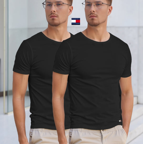 TOMMY HILFIGER 2er Pack Unterhemd Baumwolle Elasthan UM0UM03157_BI05F Schwarz