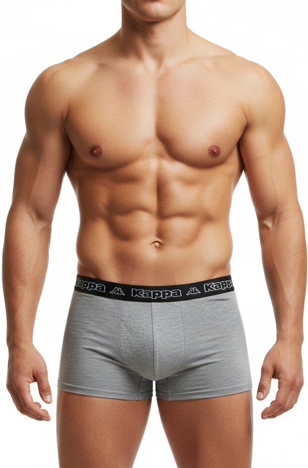 Kappa Boxershorts Retro Baumwolle Unterhose Unterwäsche Schwarz und Graumeliert