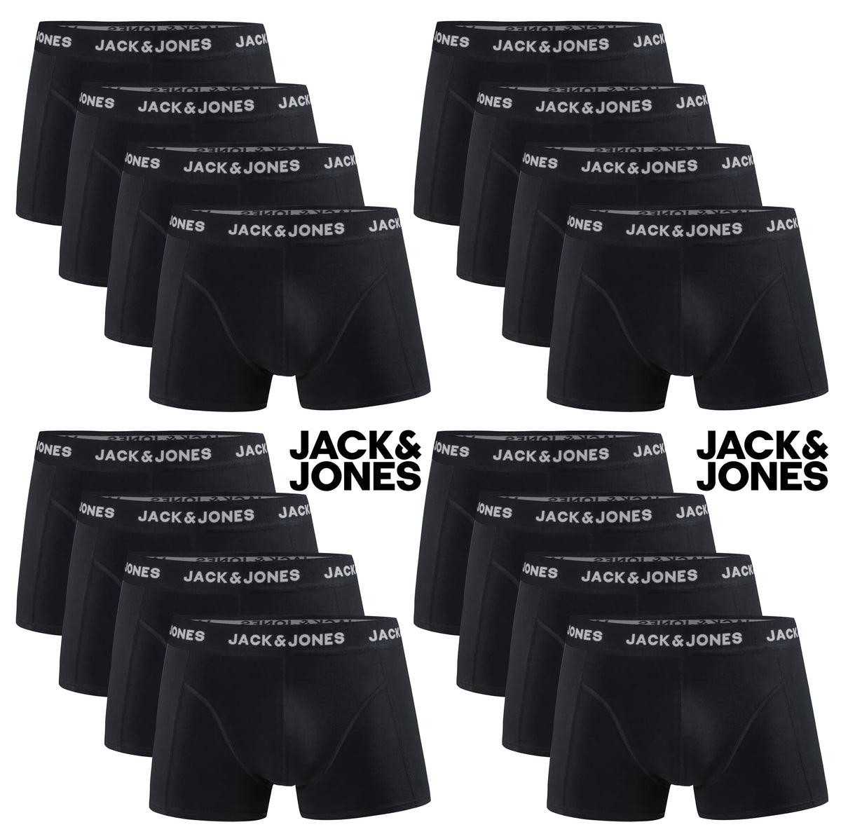 JACK & JONES Boxershorts Baumwolle Unterhose Unterwäsche Paket Boxer Schwarz