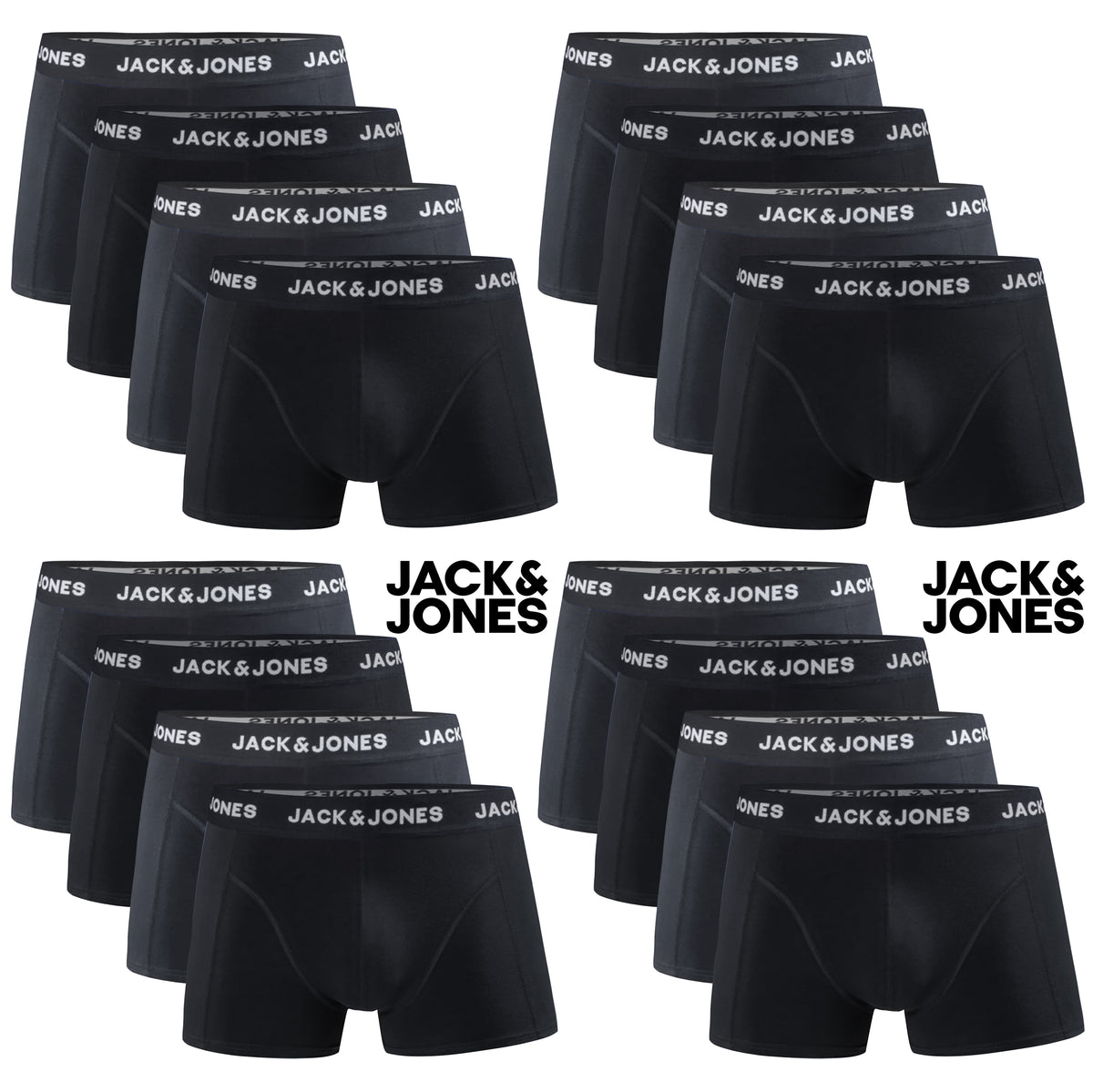 JACK & JONES Boxershorts Baumwolle Elasthan Unterhose Cotton Stretch Schwarz und Anthrazit