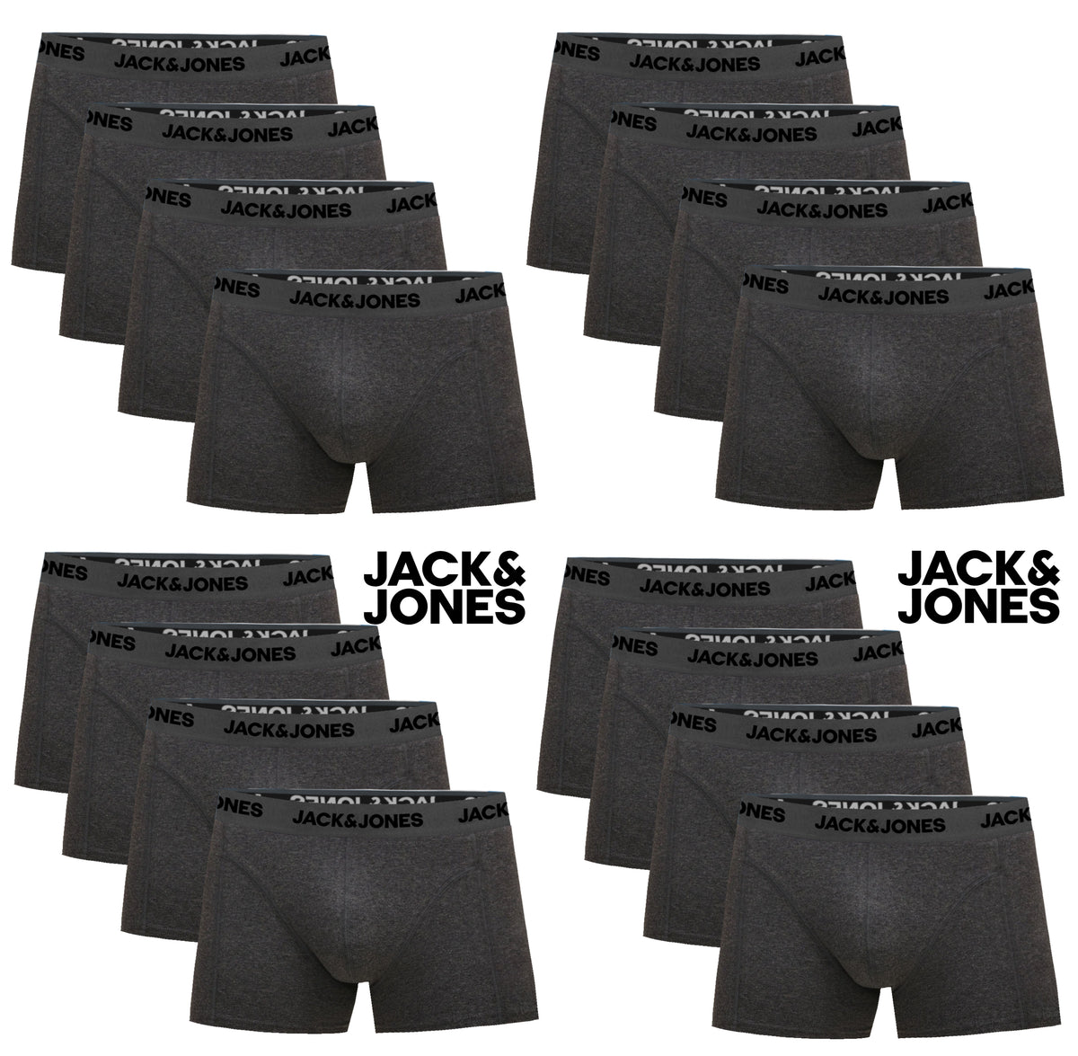 JACK & JONES Boxershorts Baumwolle Unterhose Unterwäsche Paket Boxer Graumeliert