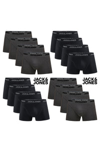 JACK & JONES Boxershorts Baumwolle Elasthan Unterhose Cotton Stretch Schwarz und Graumeliert