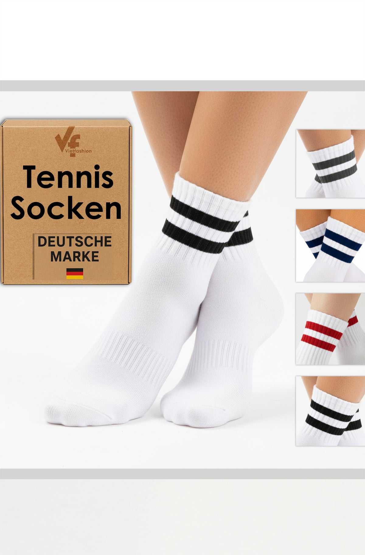 5 bis 50 Paar Sportsocken Herren Damen Tennissocken Baumwolle Weiß