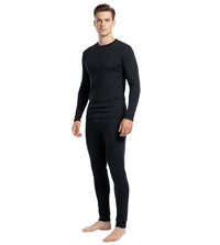 Herren Lang Unterhose Unterhemd Winter Sport Freizeit Thermounterhose Set Schwarz