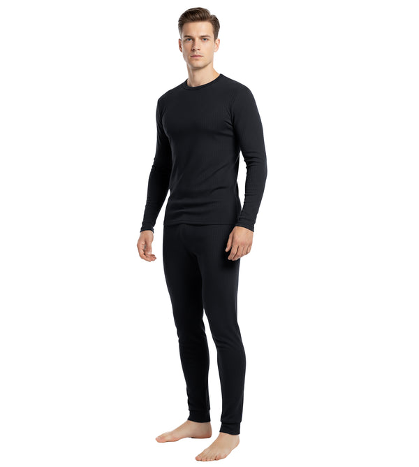 Herren Lang Unterhose Unterhemd Winter Sport Freizeit Thermounterhose Set Schwarz