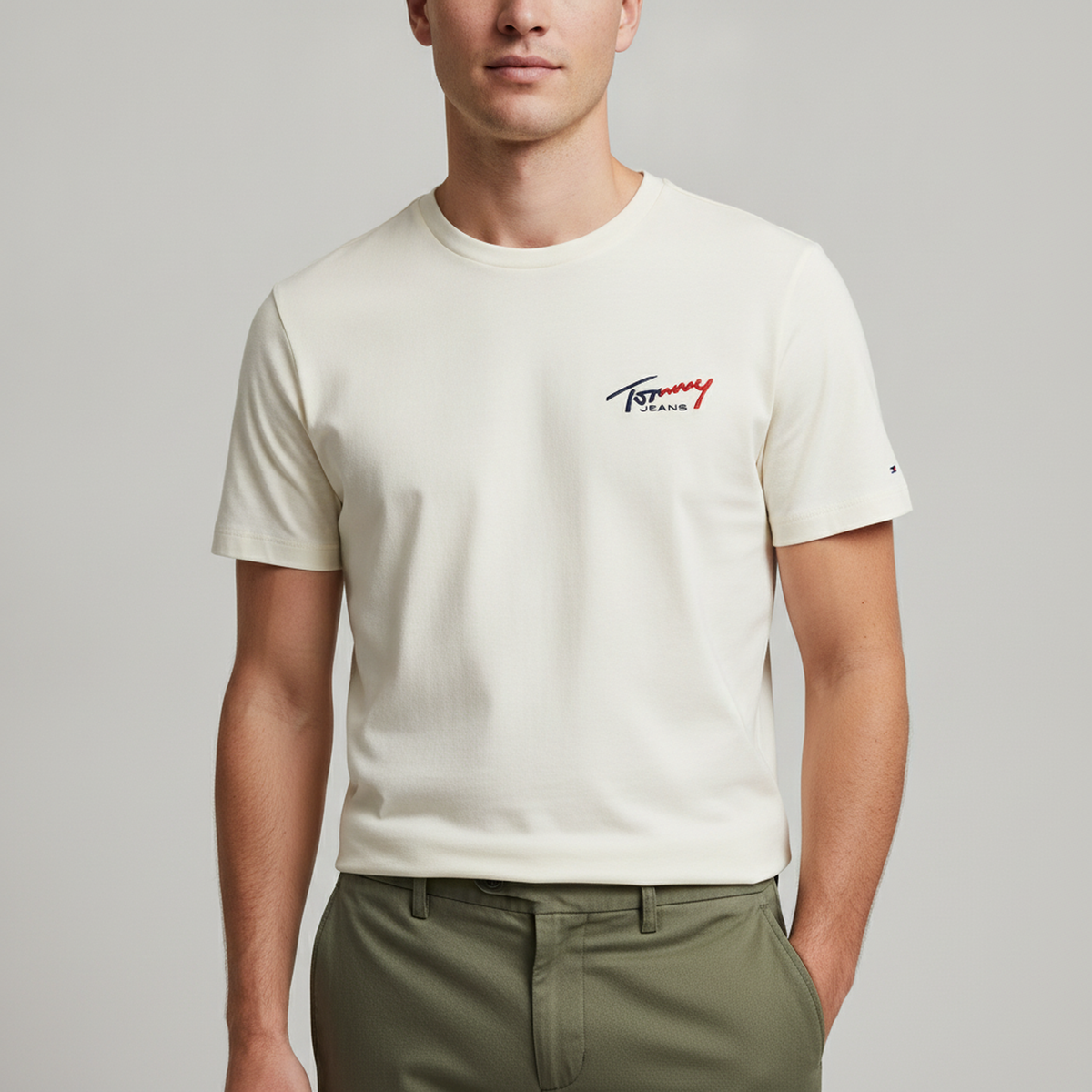 TOMMY HILFIGER T-Shirts Kurzarm Baumwolle TOMMY JEANS DM0DM22538 YBL Cremefarben