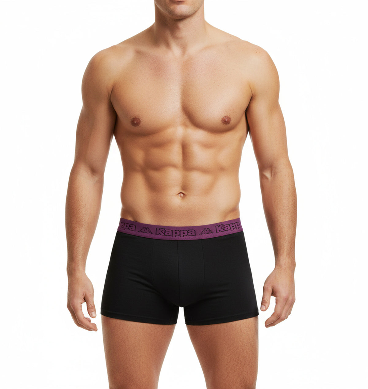 Kappa Boxershorts Retro Baumwolle Unterhose Unterwäsche Schwarz mit Farbe Bund