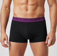 Kappa Boxershorts Retro Baumwolle Unterhose Unterwäsche Schwarz mit Farbe Bund