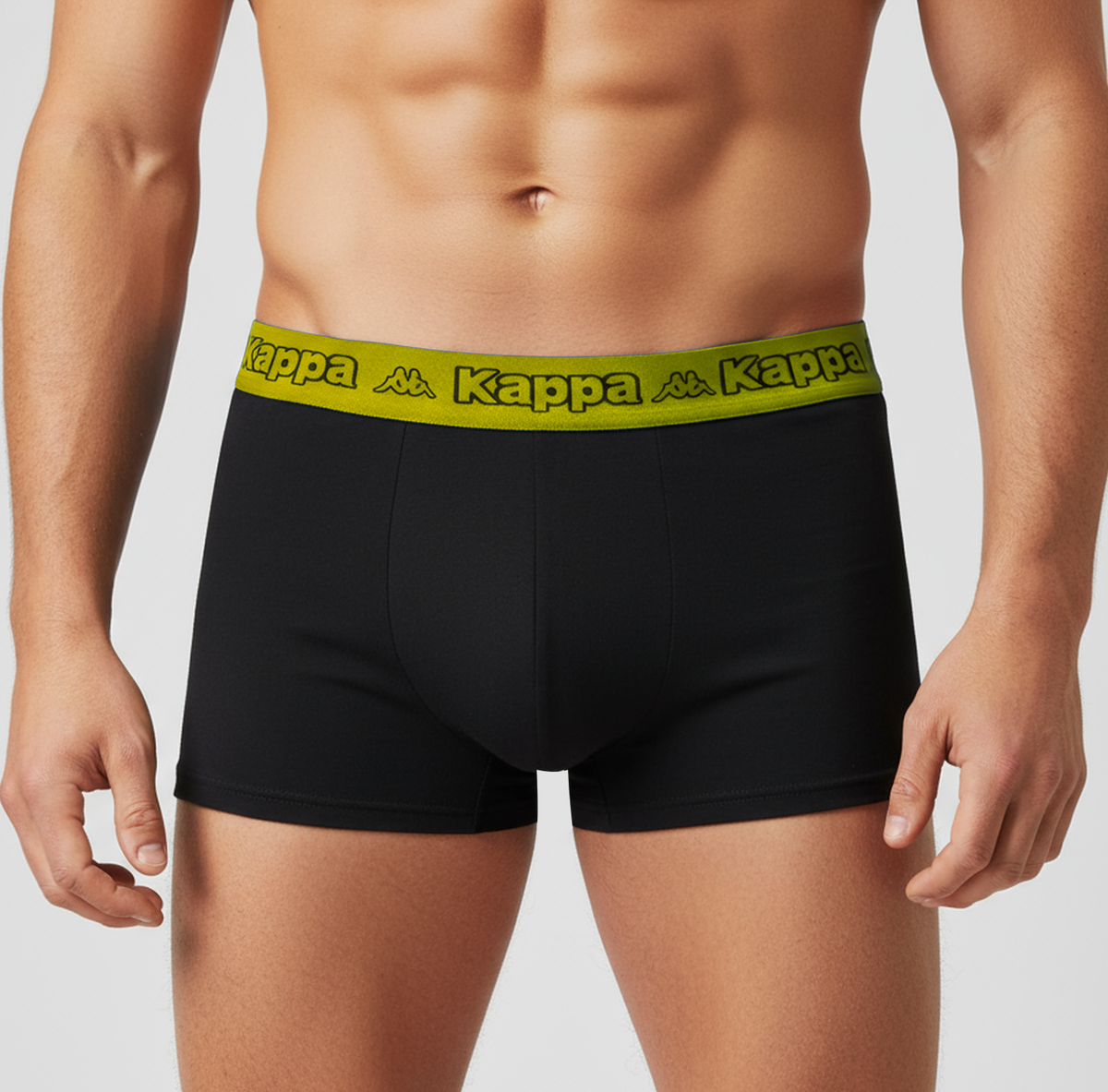 Kappa Boxershorts Retro Baumwolle Unterhose Unterwäsche Schwarz mit Farbe Bund