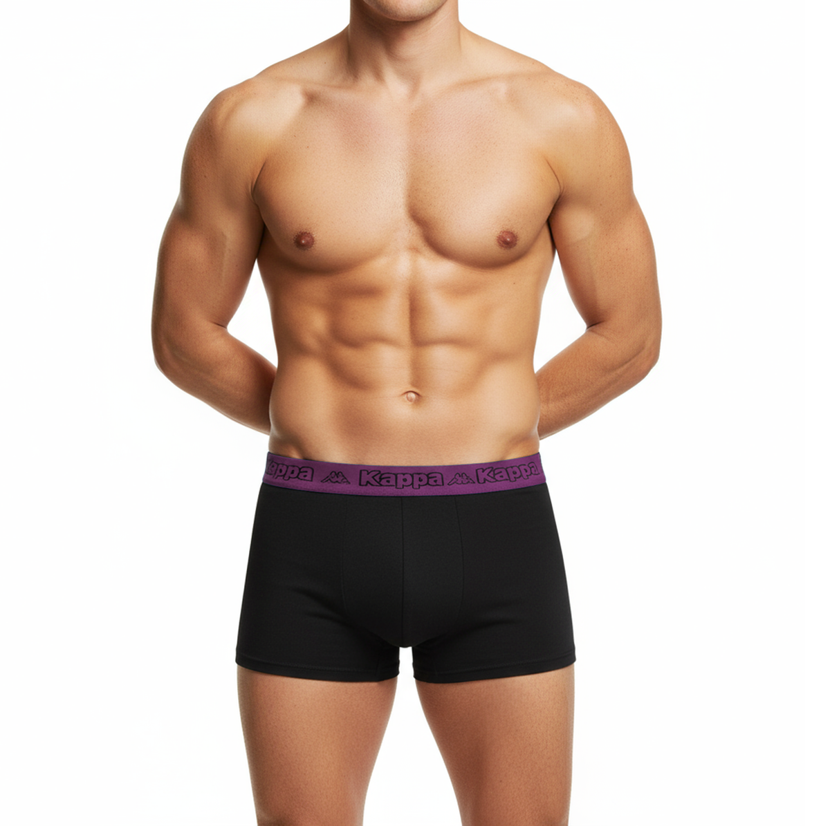 Kappa Boxershorts Retro Baumwolle Unterhose Unterwäsche Schwarz mit Farbe Bund