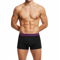 Kappa Boxershorts Retro Baumwolle Unterhose Unterwäsche Schwarz mit Farbe Bund